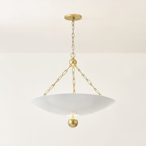 Amali 3 Light 26 inch Vintage Gold Leaf/Soft White Pendant Ceiling Light