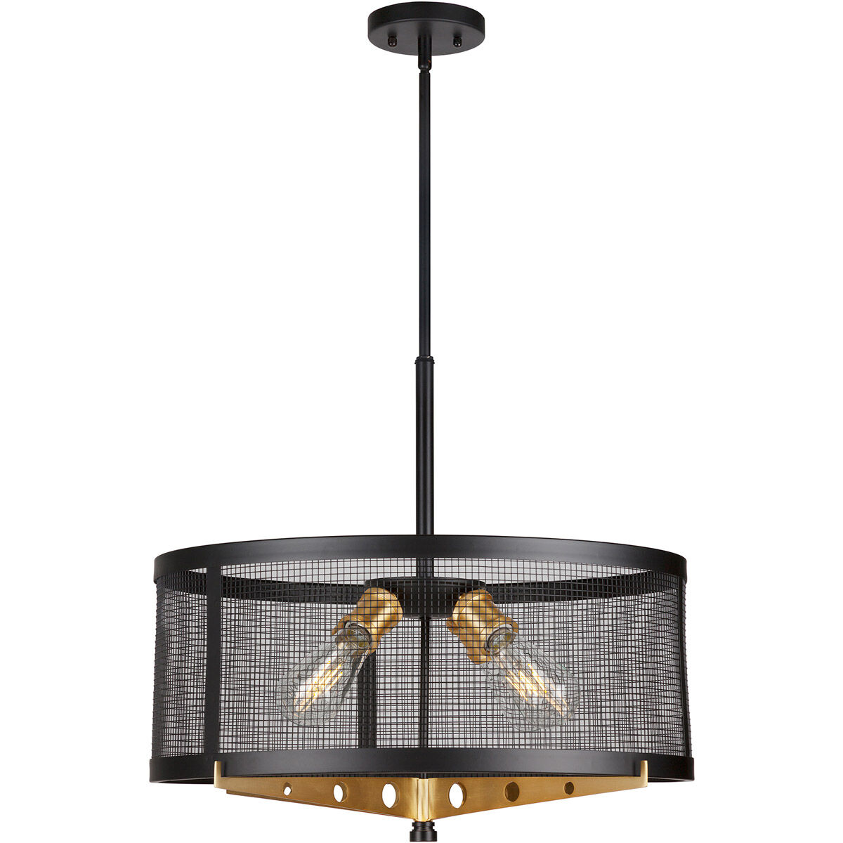 Takoma 4 Light 22.5 inch Black and Soft Gold Drum Pendant Ceiling Light
