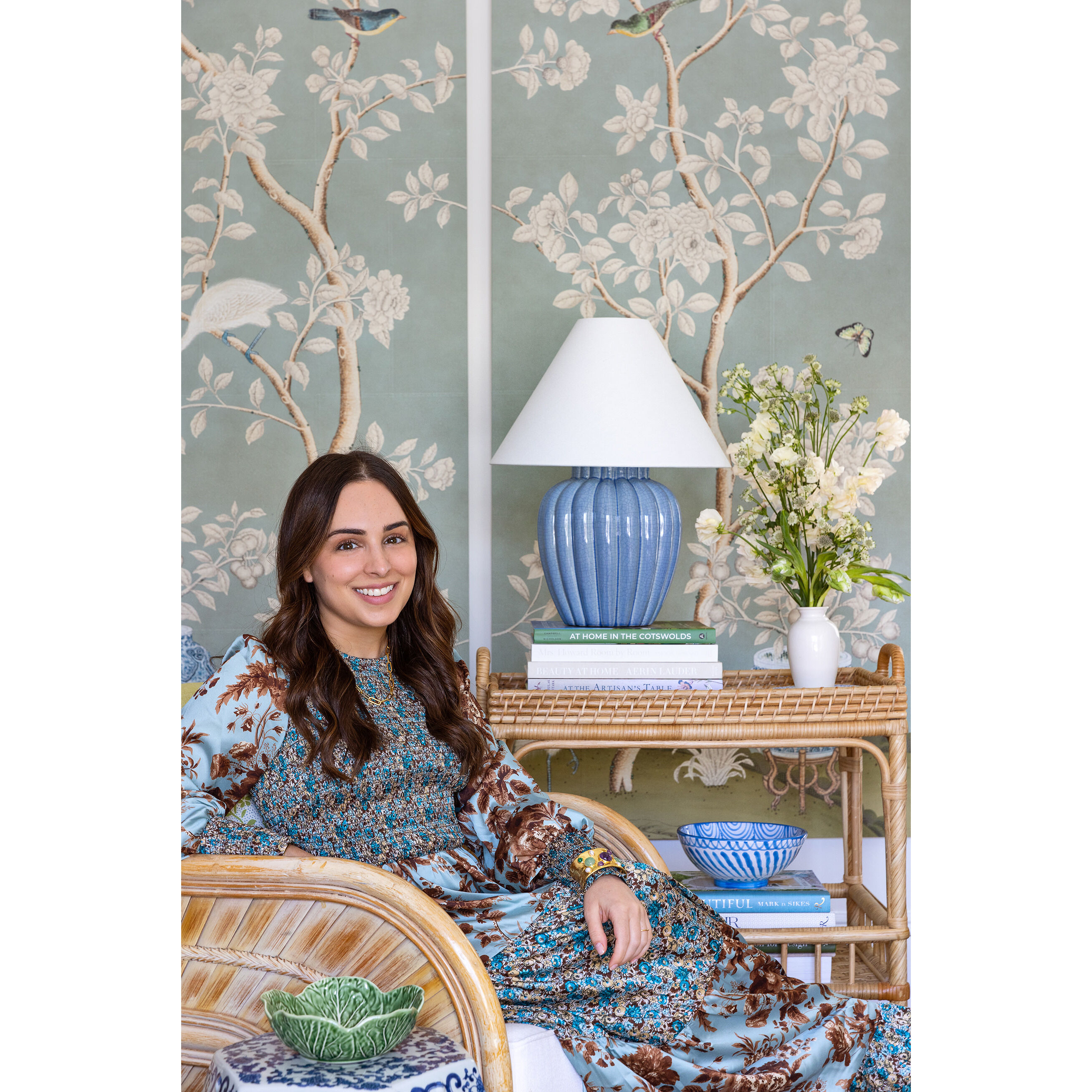 Clarendon 20 inch 60.00 watt Aged Brass and Blue Table Lamp Portable Light