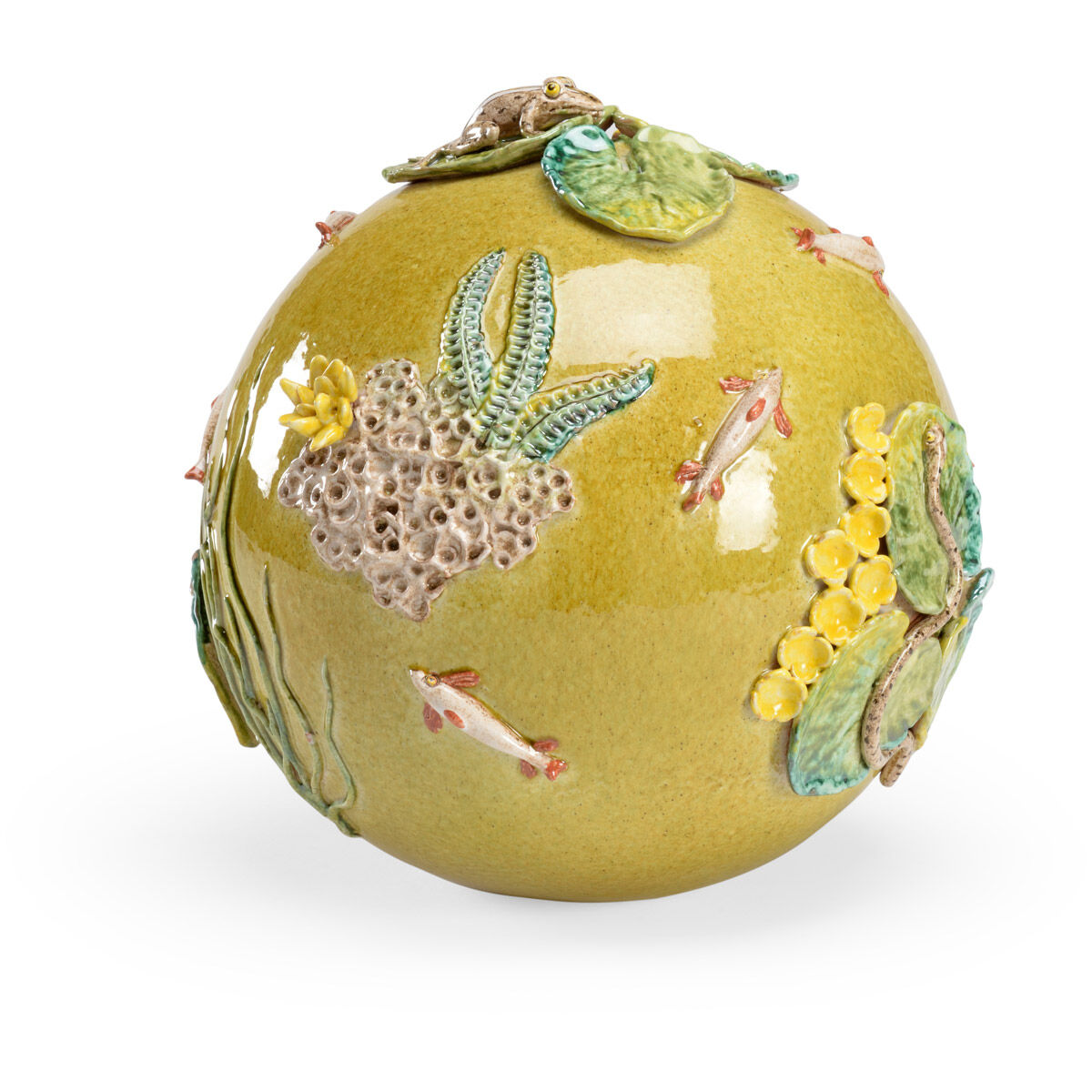 Wildwood Hand Sculpted/Multi Color Glazes River Sphere Accent