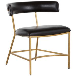 Matthew Dark Brown Leather / Antique Gold Dining Chair