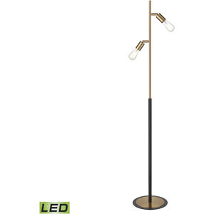 Kelston 62 inch 9 watt Matte Black with Aged Brass Floor Lamp Portable Light