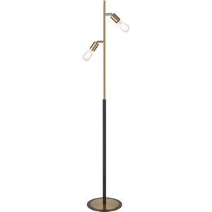 Kelston 62 inch 60 watt Matte Black with Aged Brass Floor Lamp Portable Light