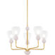 Doreen 5 Light 27.25 inch Aged Brass and Soft Peignoir Chandelier Ceiling Light