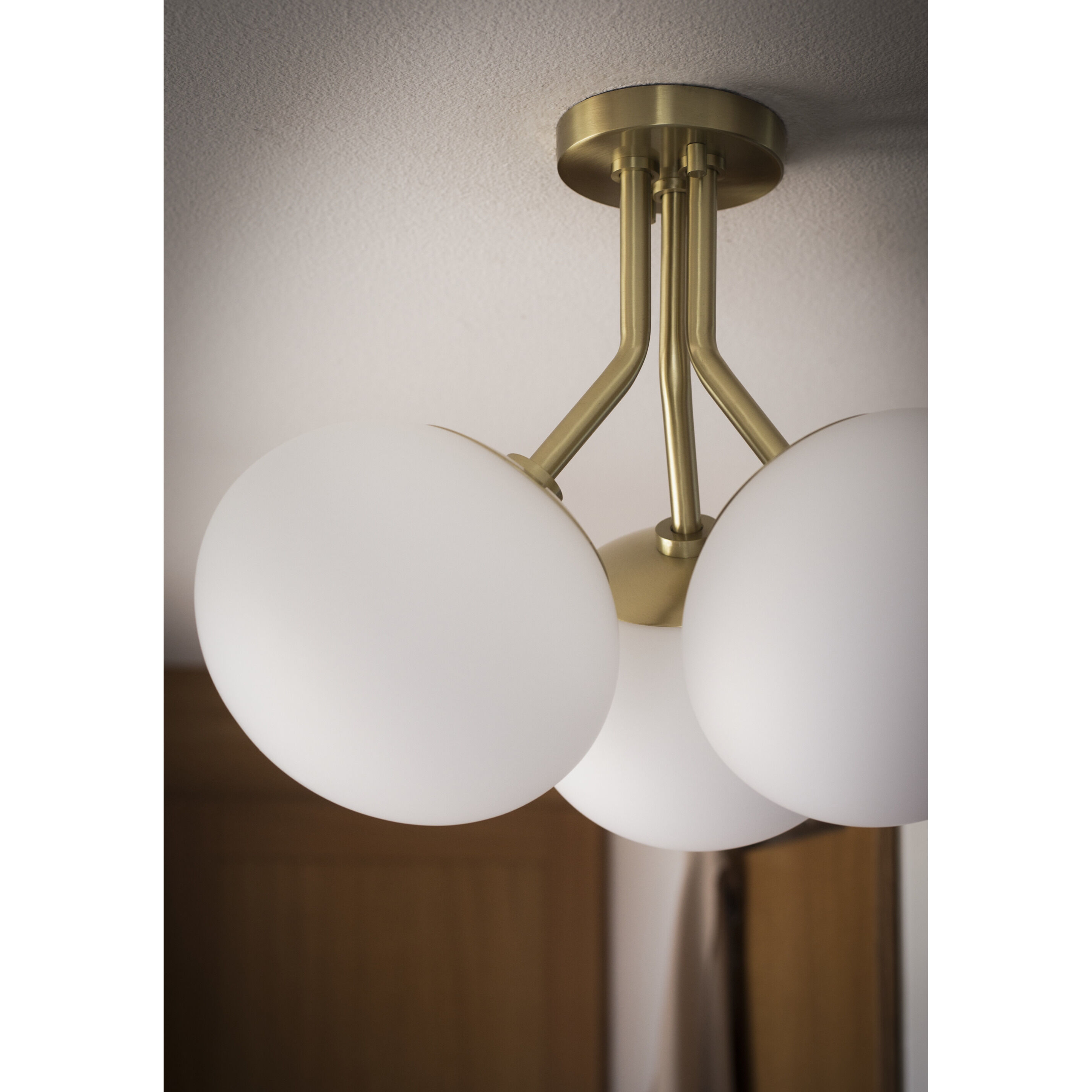 Estee 3 Light 19 inch Aged Brass Semi Flush Ceiling Light