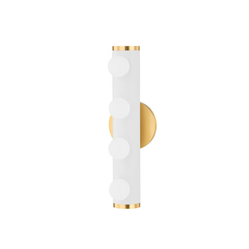 Penny 4 Light 5 inch Aged Brass/Textured White Combo Vanity Light Wall Light