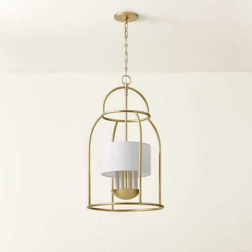 Delia 4 Light 17 inch Vintage Gold Leaf Hanging Lantern Ceiling Light