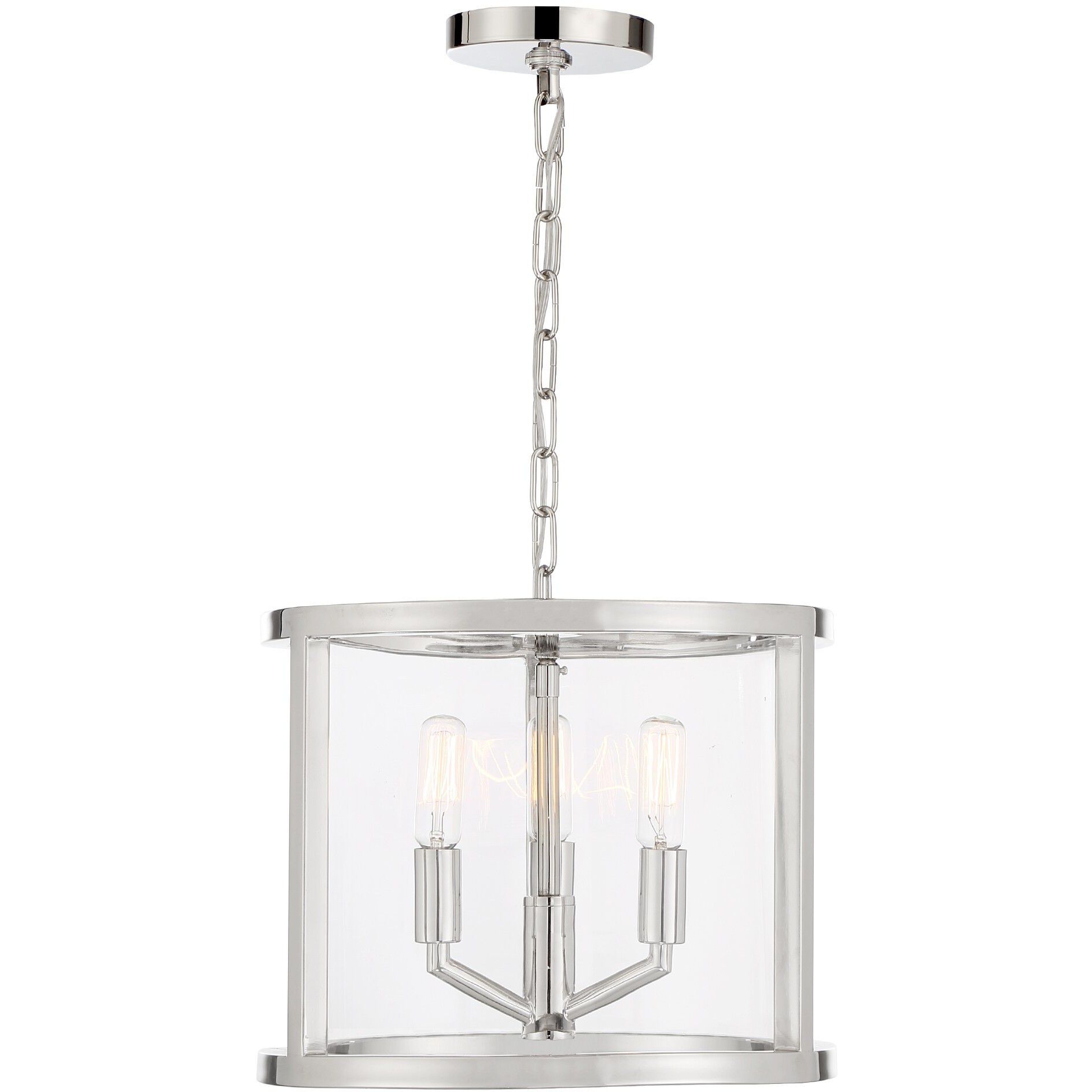 Devon 3 Light 11.75 inch Polished Nickel Lantern Chandelier Ceiling Light