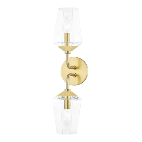 Kayla 2 Light 5.75 inch Aged Brass Bath and Vanity Light Wall Light