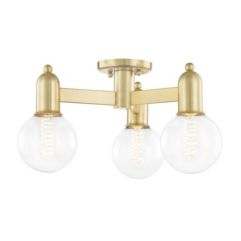 Bryce 3 Light 18 inch Aged Brass Semi Flush Ceiling Light