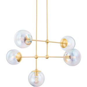 Ophelia 5 Light 40.25 inch Aged Brass Chandelier Ceiling Light