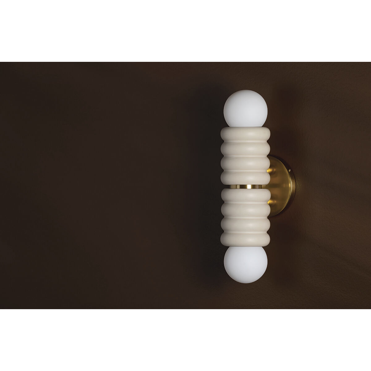 Bibi 2 Light 5 inch Aged Brass/Ceramic Antique Ivory Wall Sconce Wall Light