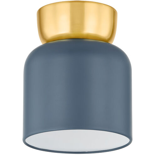 Batya 1 Light 6.25 inch Aged Brass/Slate Blue Flush Mount Ceiling Light