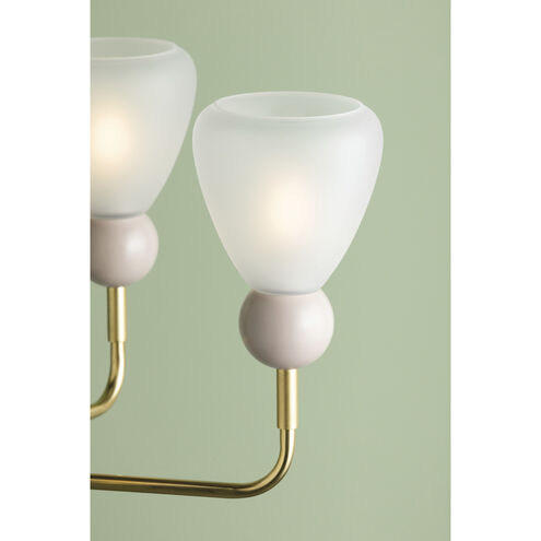 Doreen 5 Light 27.25 inch Aged Brass and Soft Peignoir Chandelier Ceiling Light