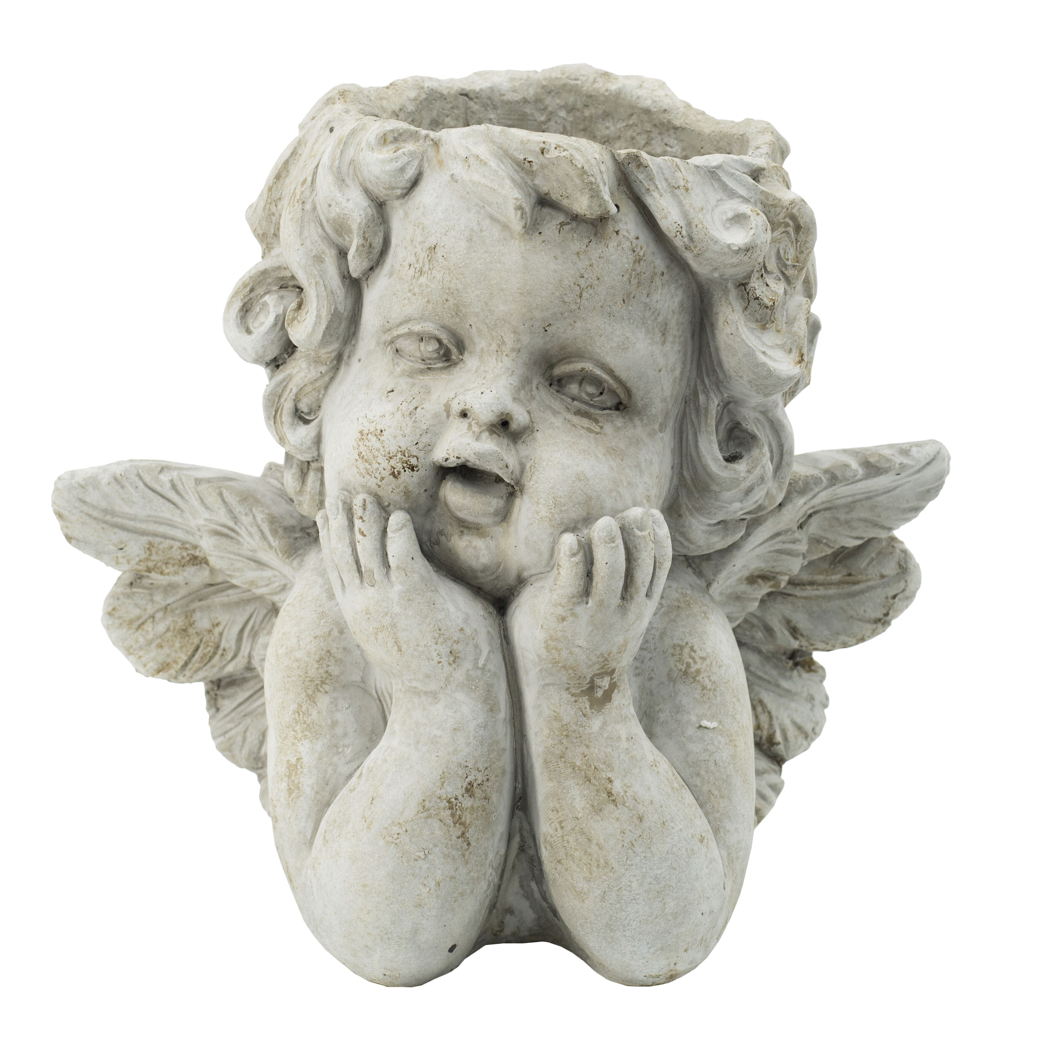 Cherub Angel Gray Outdoor Planter