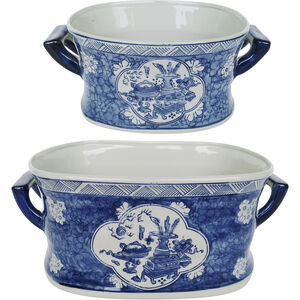 Kelda Blue and White Planter, Set of 2