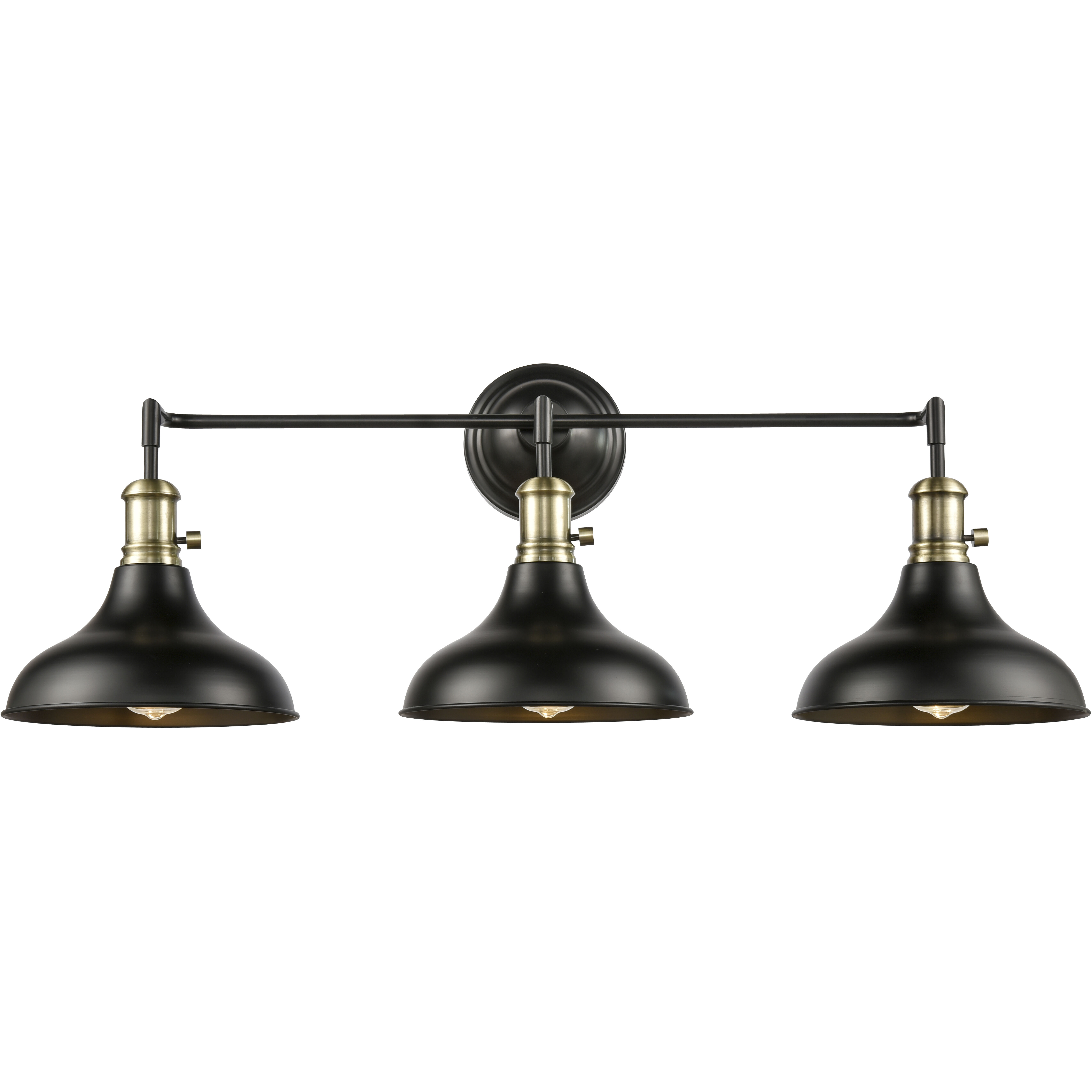 Metro 3 Light 36.63 inch Black Antique Brass Bath Vanity Light Wall Light