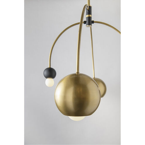 Willow 2 Light 38 inch Aged Brass / Black Chandelier Ceiling Light