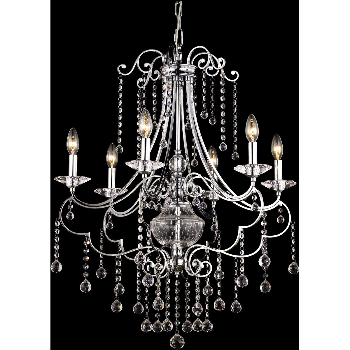 Edenbridge 6 Light 27 inch Polished Chrome Crystal Chandelier Ceiling Light