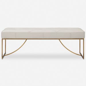Swale Ivory Leather and Brushed Brass Bench