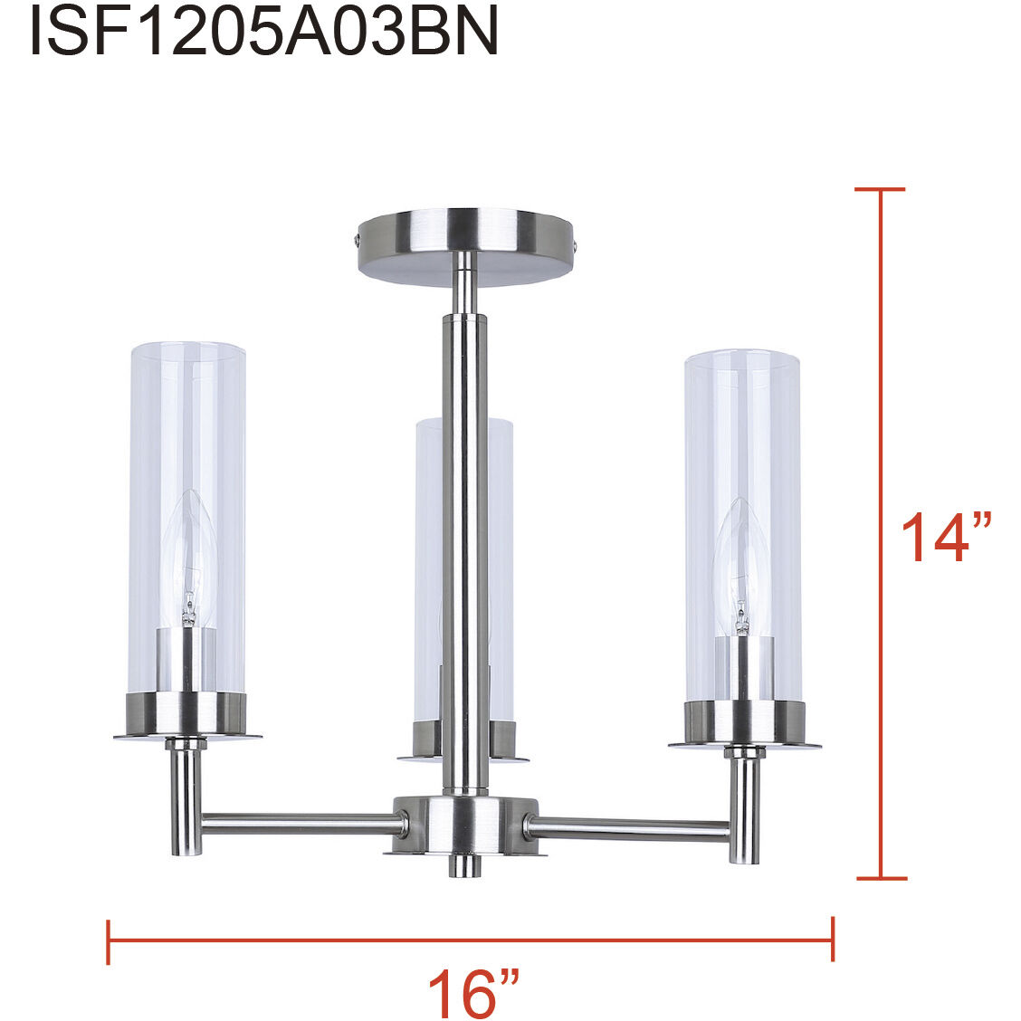 Benson 3 Light 16.00 inch Semi-Flush Mount