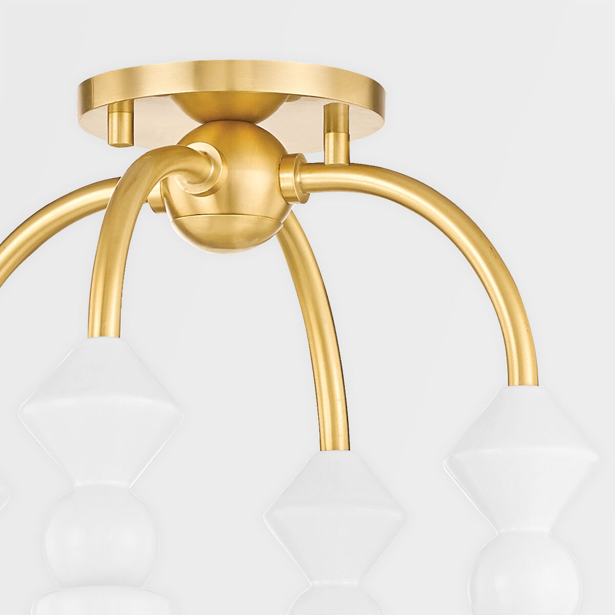 Flora 4 Light 12 inch Aged Brass Semi Flush Ceiling Light