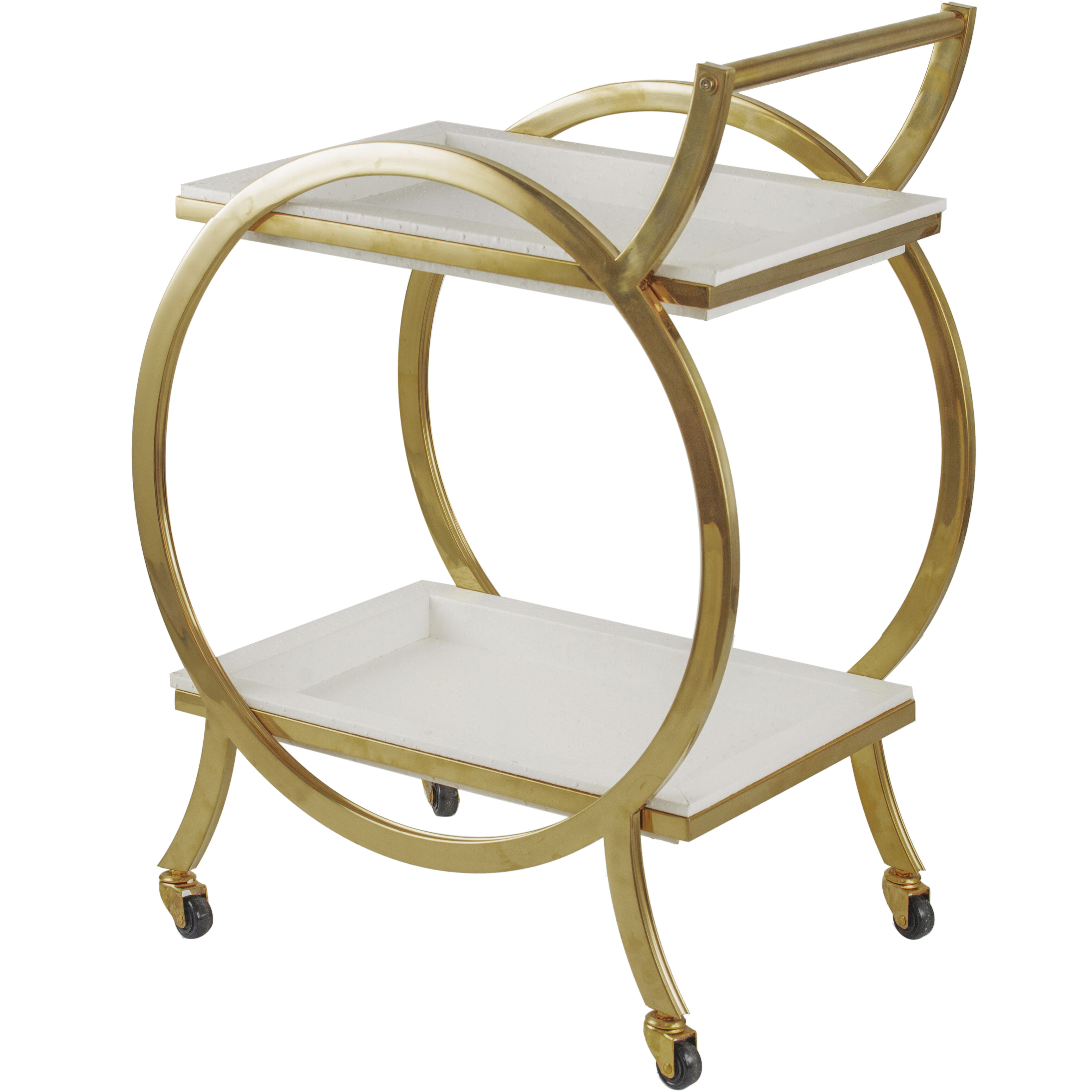 Luxe White/Gold Bar Cart