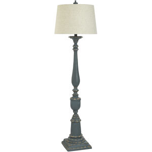 Bourgault 64 inch 150.00 watt Peacock Blue and Heathered Oatmeal Floor Lamp Portable Light