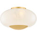 Lottie 2 Light 14 inch Aged Brass Flush Mount Ceiling Light