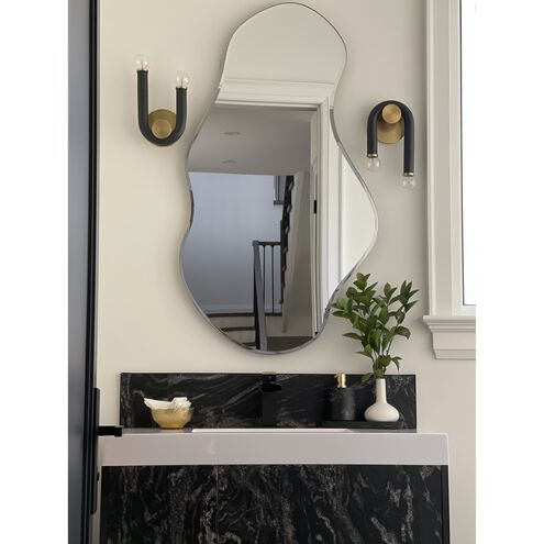 Whit 2 Light 7 inch Aged Brass/Black Wall Sconce Wall Light