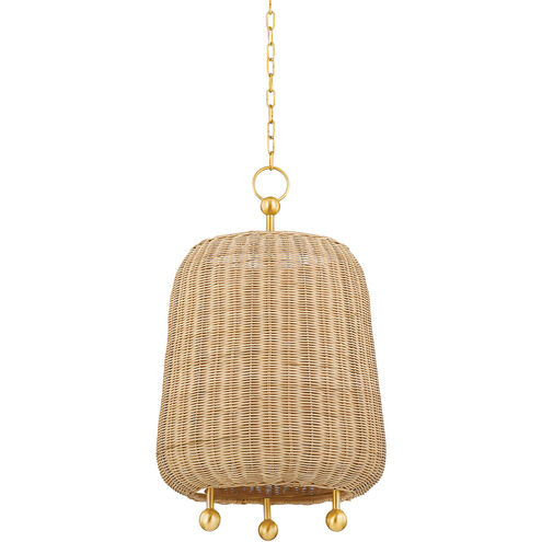 Elena 1 Light 16.75 inch Aged Brass Pendant Ceiling Light