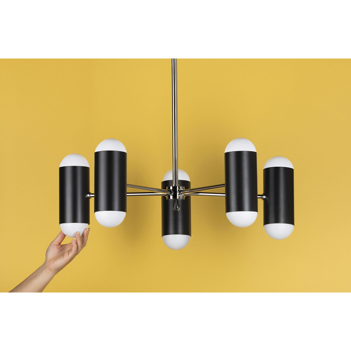 Kira 10 Light 27 inch Polished Nickel/Soft Black Chandelier Ceiling Light