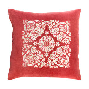 Smithsonian 18 X 18 inch Red and Off-White Pillow Cover