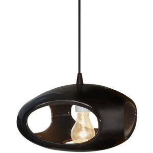 Radiance Collection 1 Light 12 inch Dark Bronze and Gloss Black and Black Pendant Ceiling Light