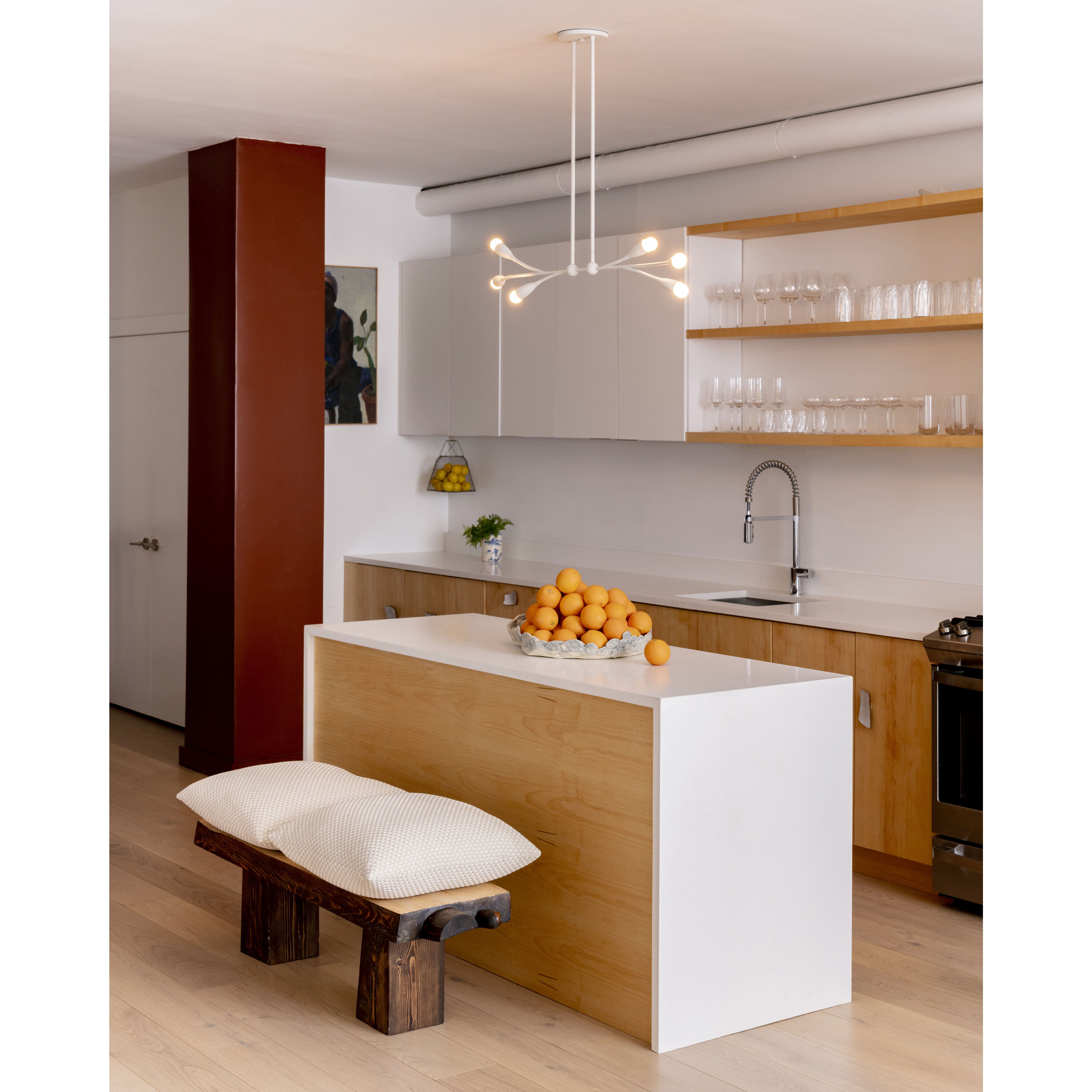 Elsa 6 Light 50 inch Textured White Linear Ceiling Light