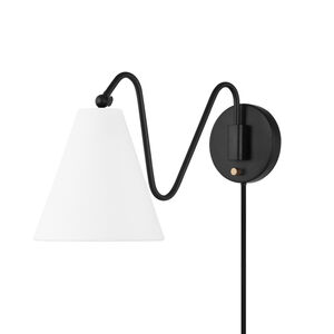 Onda 1 Light 28 inch Soft Black Plug-In Sconce Wall Light