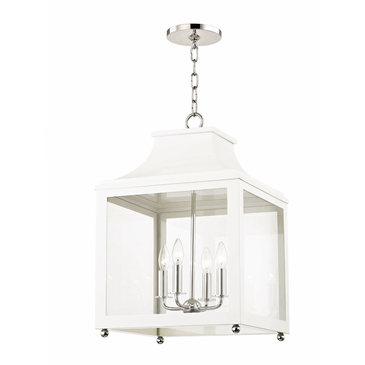 Leigh 4 Light 16 inch Polished Nickel and White Pendant Ceiling Light