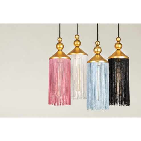 Scarlett 1 Light 5 inch Gold Leaf Pendant Ceiling Light in White Silk Tassels