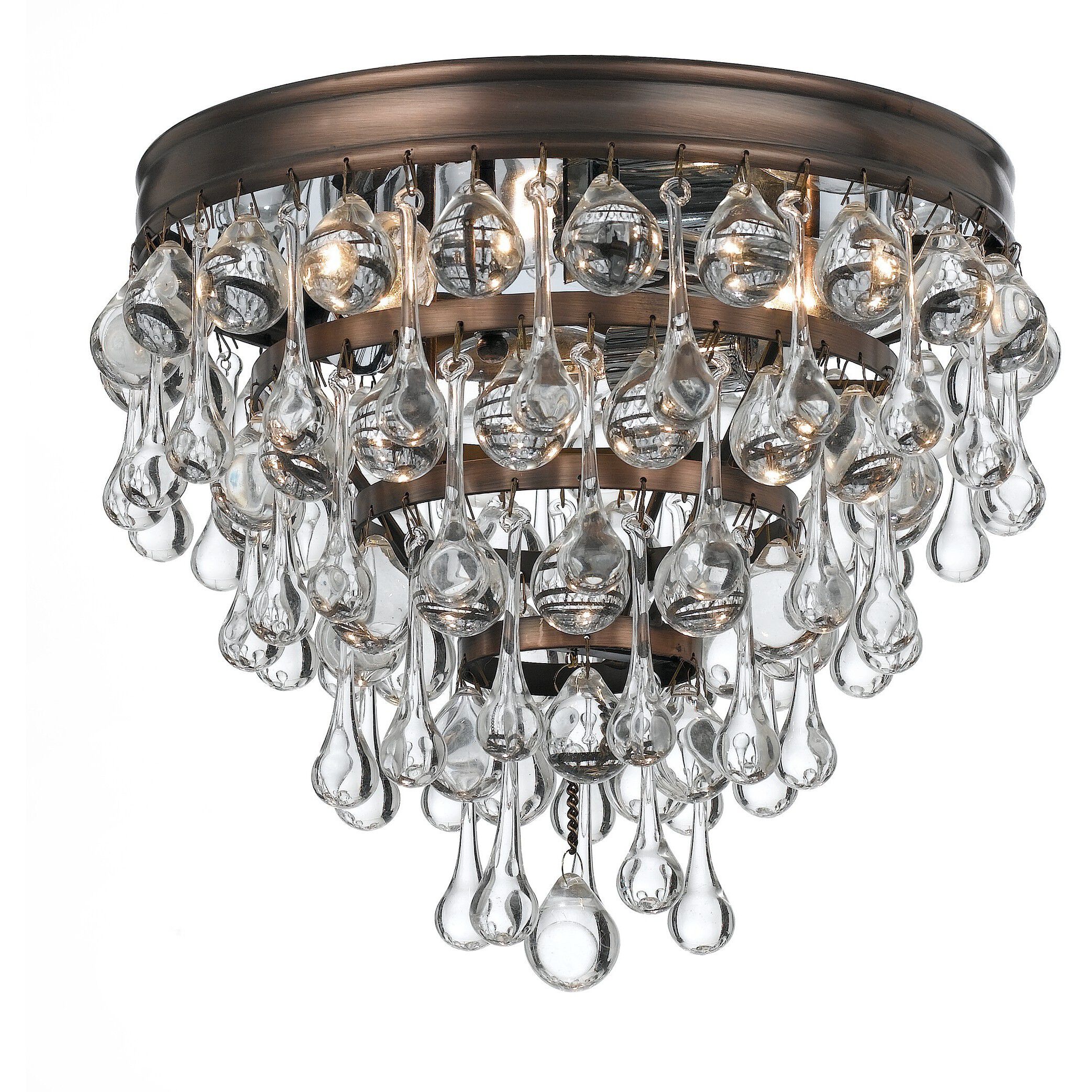 Calypso 3 Light 10.5 inch Vibrant Bronze Flush Ceiling Light