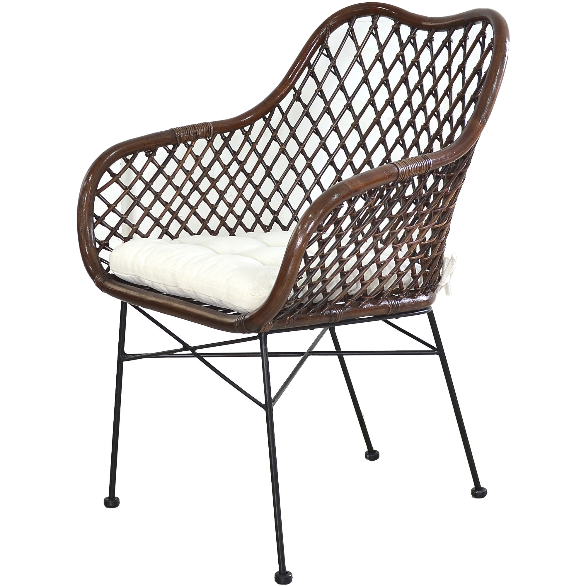 Palapa Black and Natural and White Armchair, With Cushion