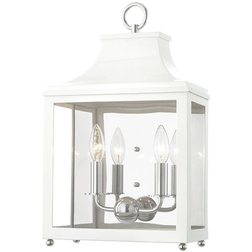 Leigh 2 Light 12 inch Polished Nickel and White Wall Sconce Wall Light