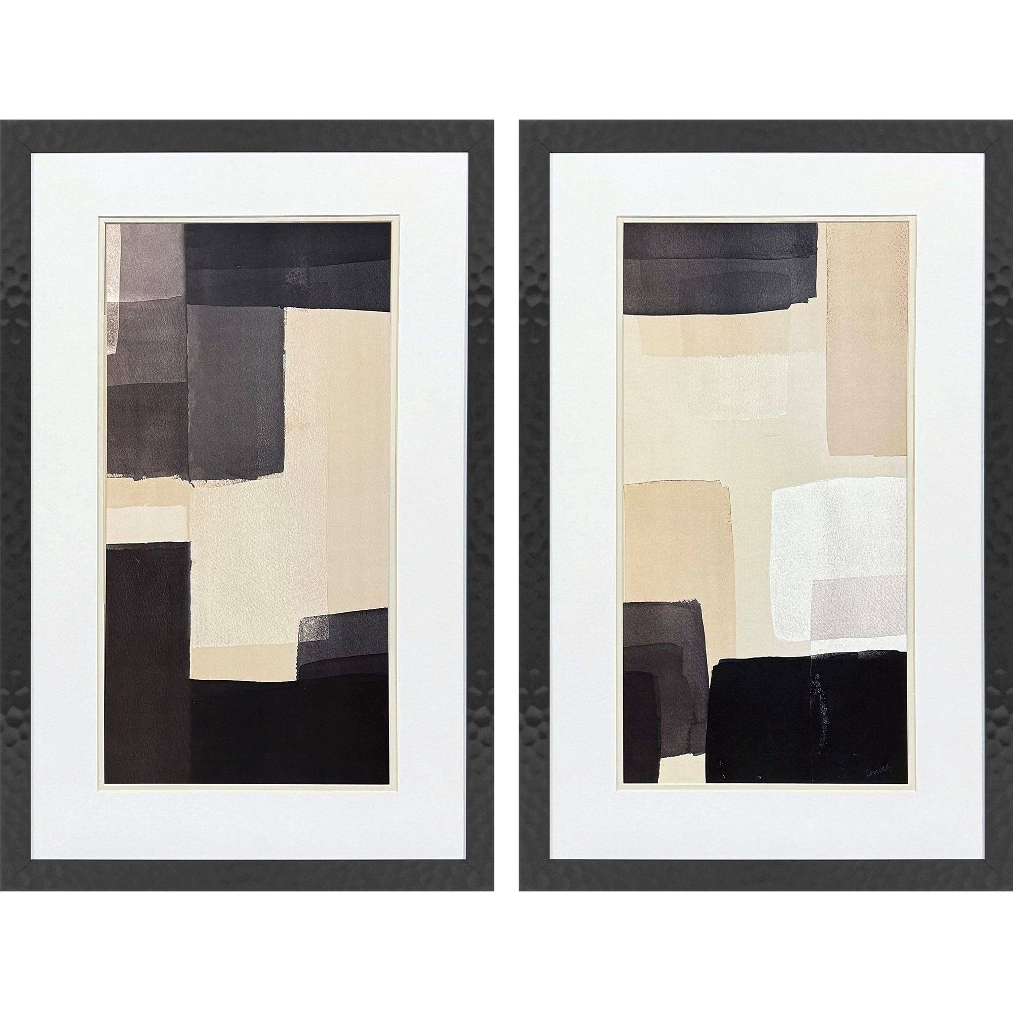 Neutral Shapes Black and Beige and Neutral Framed Art, Propac