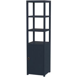 3- Tier 1 Door Narrow  Etagere Bookcase in Navy Blue