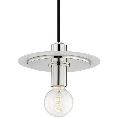 Milo 1 Light 9 inch Polished Nickel Pendant Ceiling Light in Polished Nickel and White