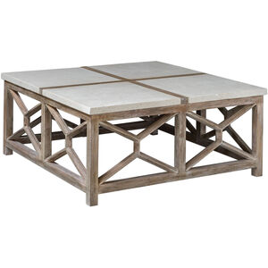 Catali 40 X 18 inch Natural Ivory Limestone and Oatmeal Washed Wood Coffee Table