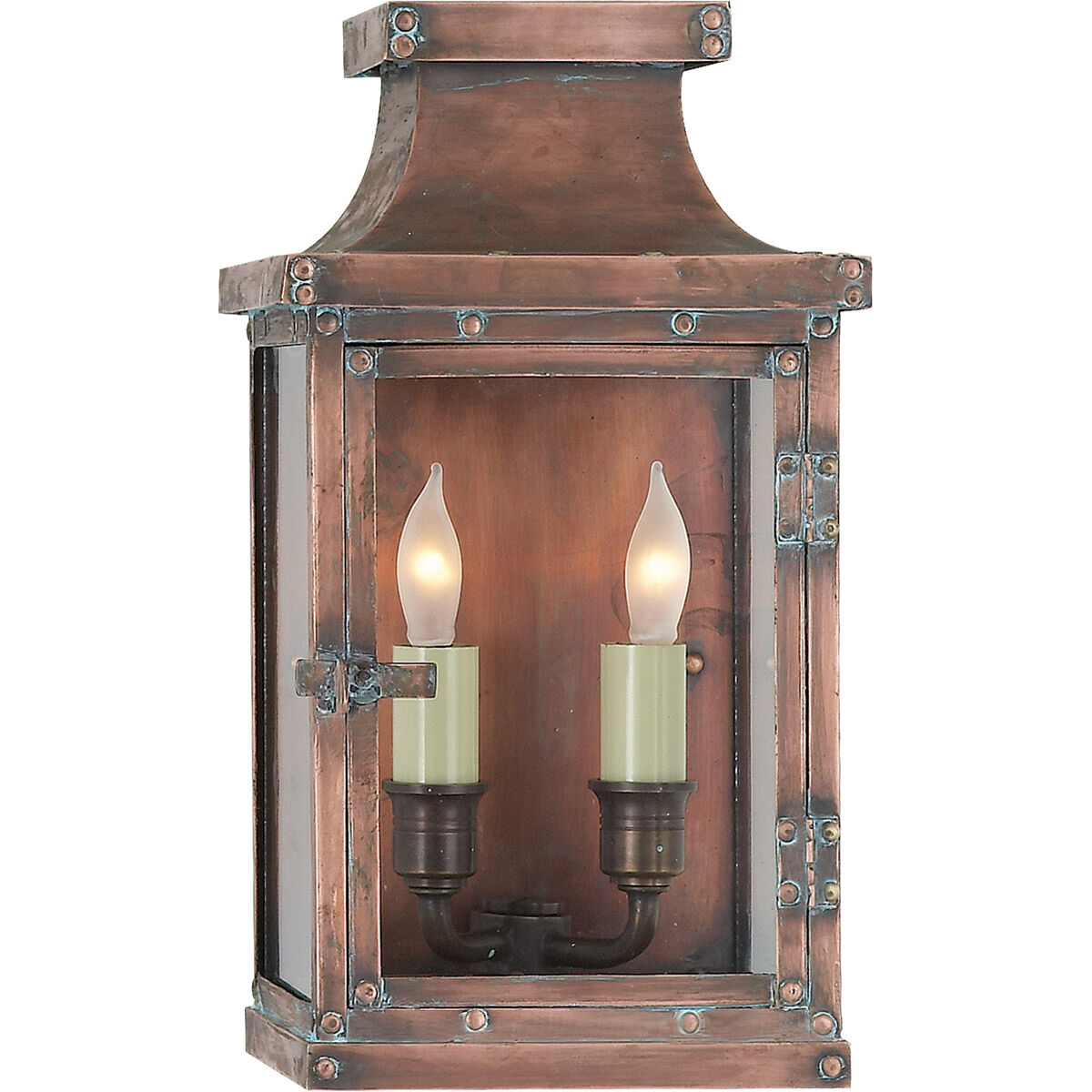 Chapman & Myers Bedford 2 Light 12 inch Natural Copper Outdoor Wall Lantern, Small