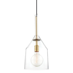 Sloan 1 Light 9.5 inch Aged Brass Pendant Ceiling Light