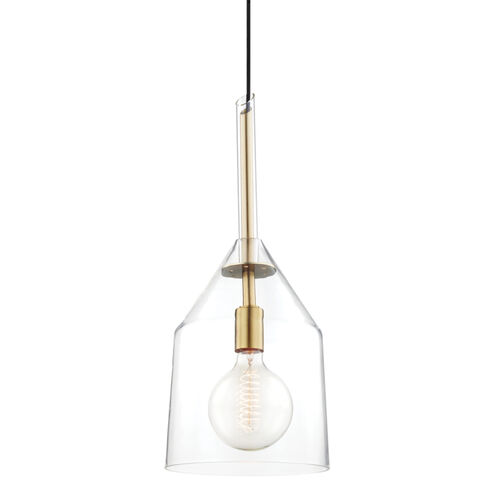 Sloan 1 Light 9.5 inch Aged Brass Pendant Ceiling Light