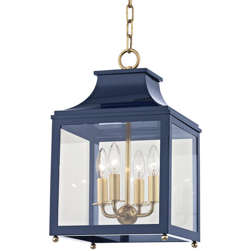 Leigh 4 Light 12 inch Aged Brass and Navy Pendant Ceiling Light