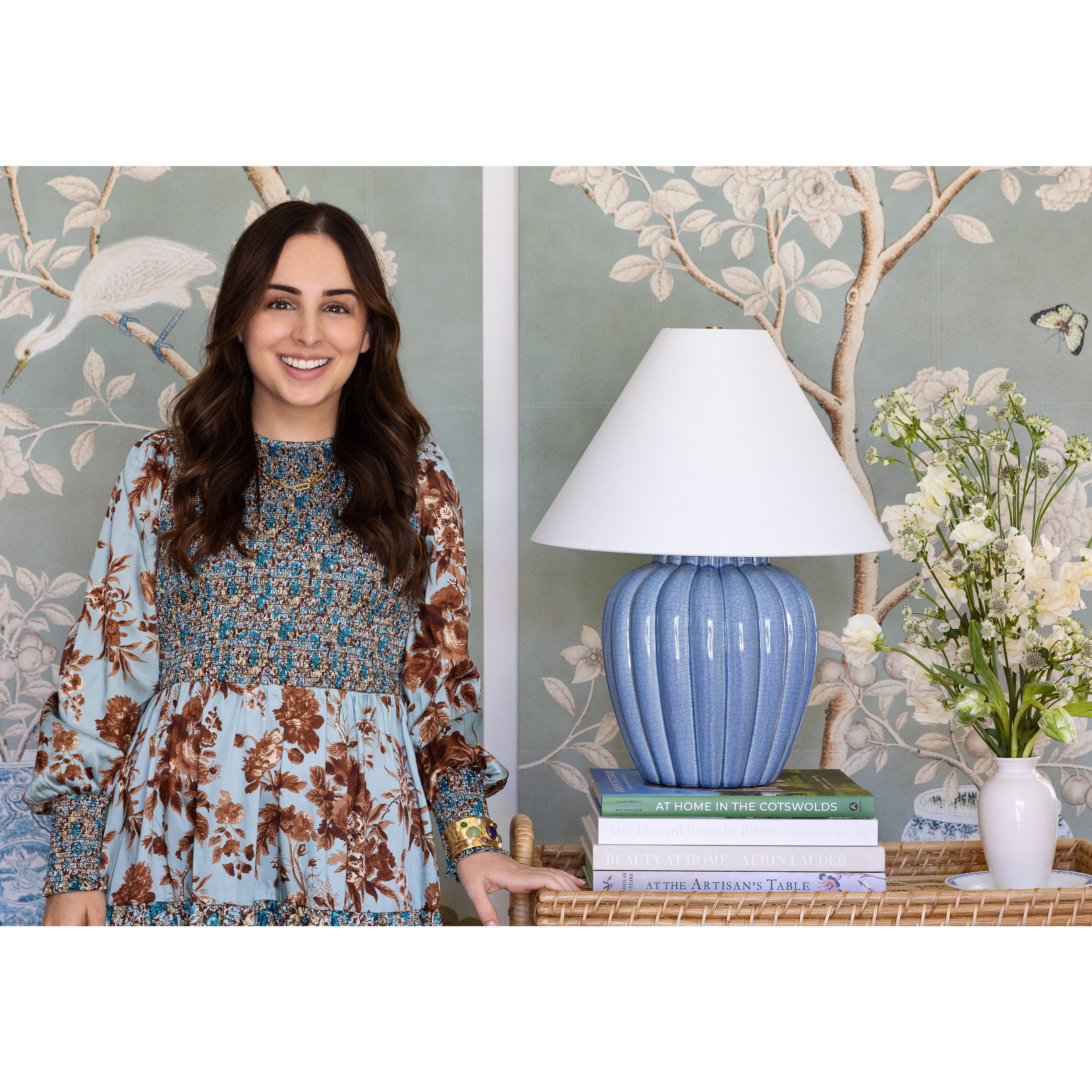 Clarendon 20 inch 60.00 watt Aged Brass and Blue Table Lamp Portable Light